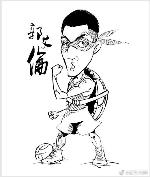 漫画笔触下的郭艾伦目光如炬，他正运球穿越防线，灵动之风仿佛要冲破纸面，预示着亚洲杯他将刮起青春风暴。
